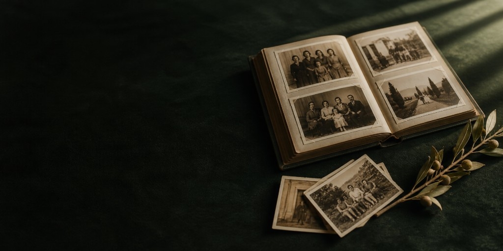 An open photo album of cherished family memories